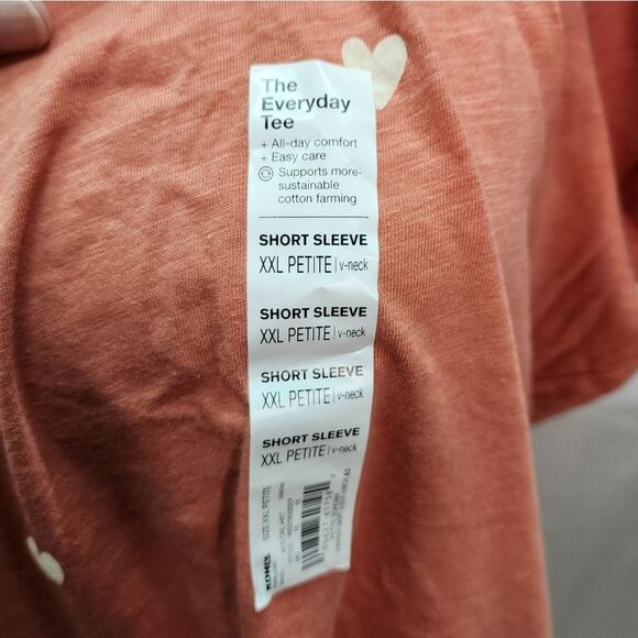 Sonoma Rust Orange Heart Print Everyday Short Sleeve Tee Size XXL Petite - Picture 4 of 6